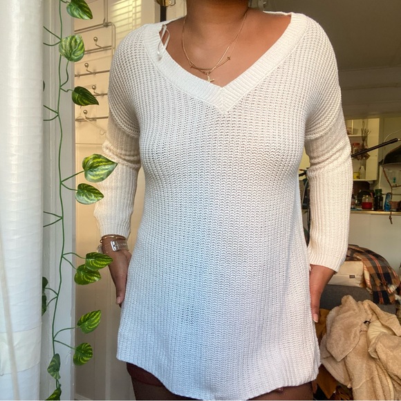 White Knit Fashion Nova Sweater - Picture 3 of 4